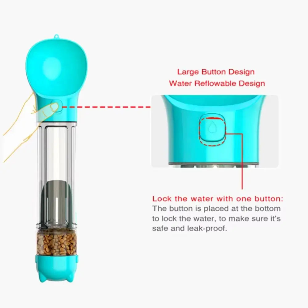 300/500ml Pet Water Food Dispenser furvana tm with Trash Bag Box and Shovel Leak Proof Pet Dog Water Bottle 3 in 1 Dog Food Feeder Cat