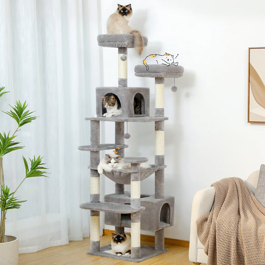 Large Cat Tree and Tower for Indoor Cats furvana tm With Sisal-Covered Scratching Posts Spacious Hammock Padded Perches and Condos Cat Toys