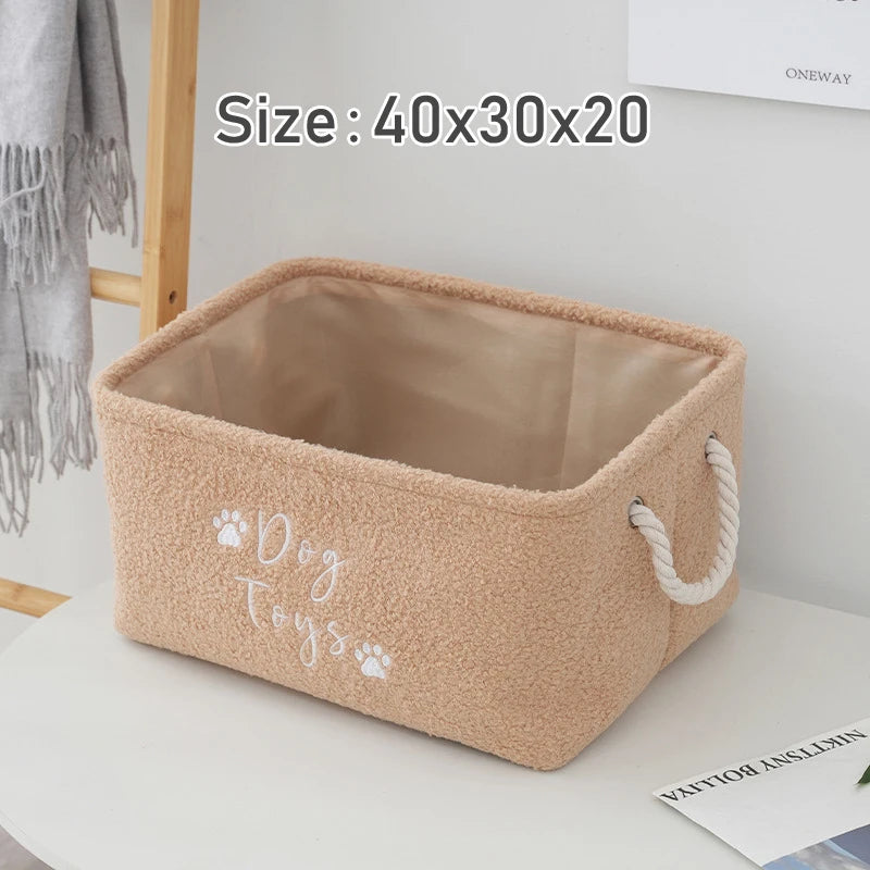 Plush Dog Toy Basket Foldable Storage Dog Toy  furvana tmwith Comfortable Handle Suitable for Storing Pet Toy Accessories