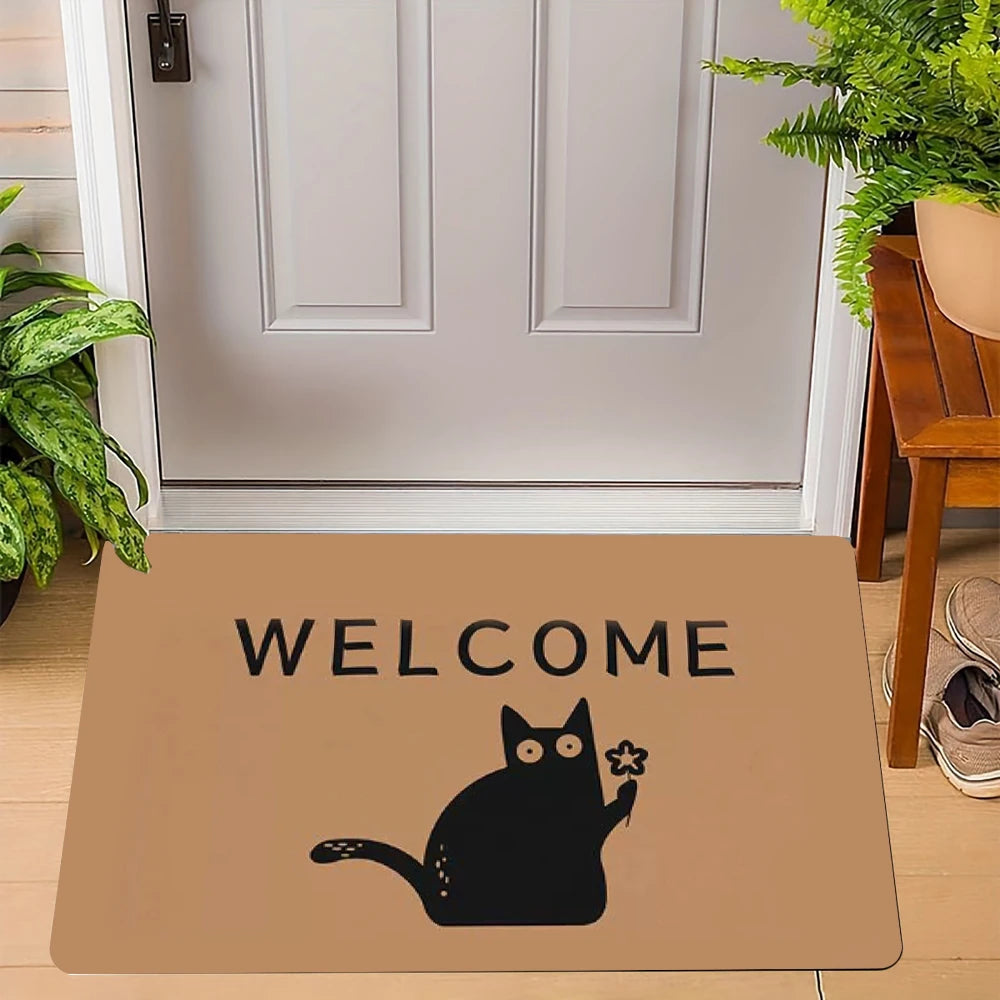 Humorous Cat Doormats Go Away  furvana tmWelcome Design Foot Mat Sassy Pet Lover Mats for Unique Home Entryway Decor Doormat