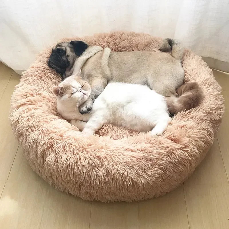 40-90cm Round Pet Bed for Large furvana tm Dog Bed Super Soft Cat Bed Long Plush Dog House for Medium Dog House Winter Warm Sleeping