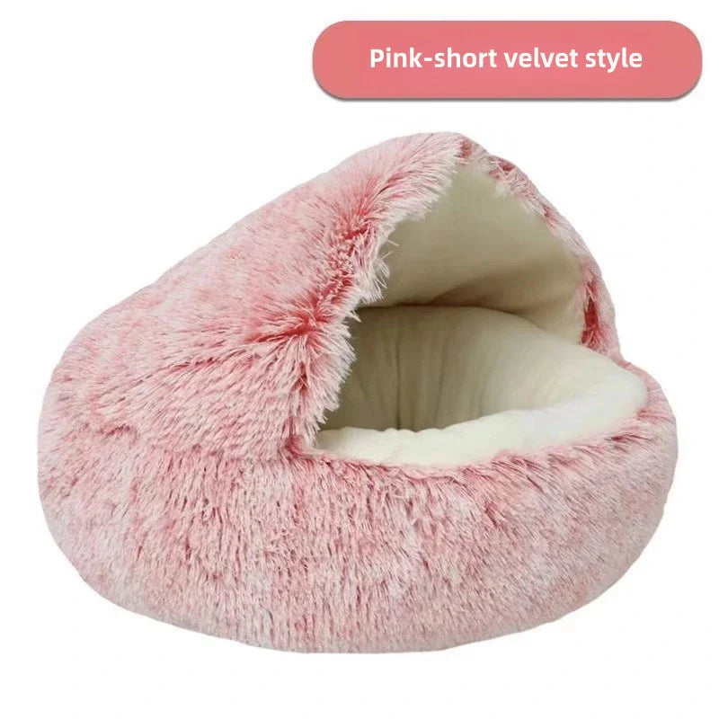 Autumn and Winter soft plush furvana tm pet bed and pet bed Winter warm and cold plush comforter nest Shell cat nest semi-enclosed cat nest