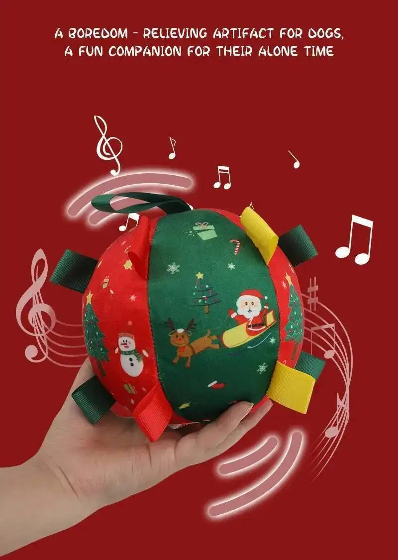 Christmas Themed Plush Dog Toy Ball Interactive  furvana tm Gnawing Pet Toy for Teeth Grinding Self-hi Stuffy Interactive Plushie for Puppie