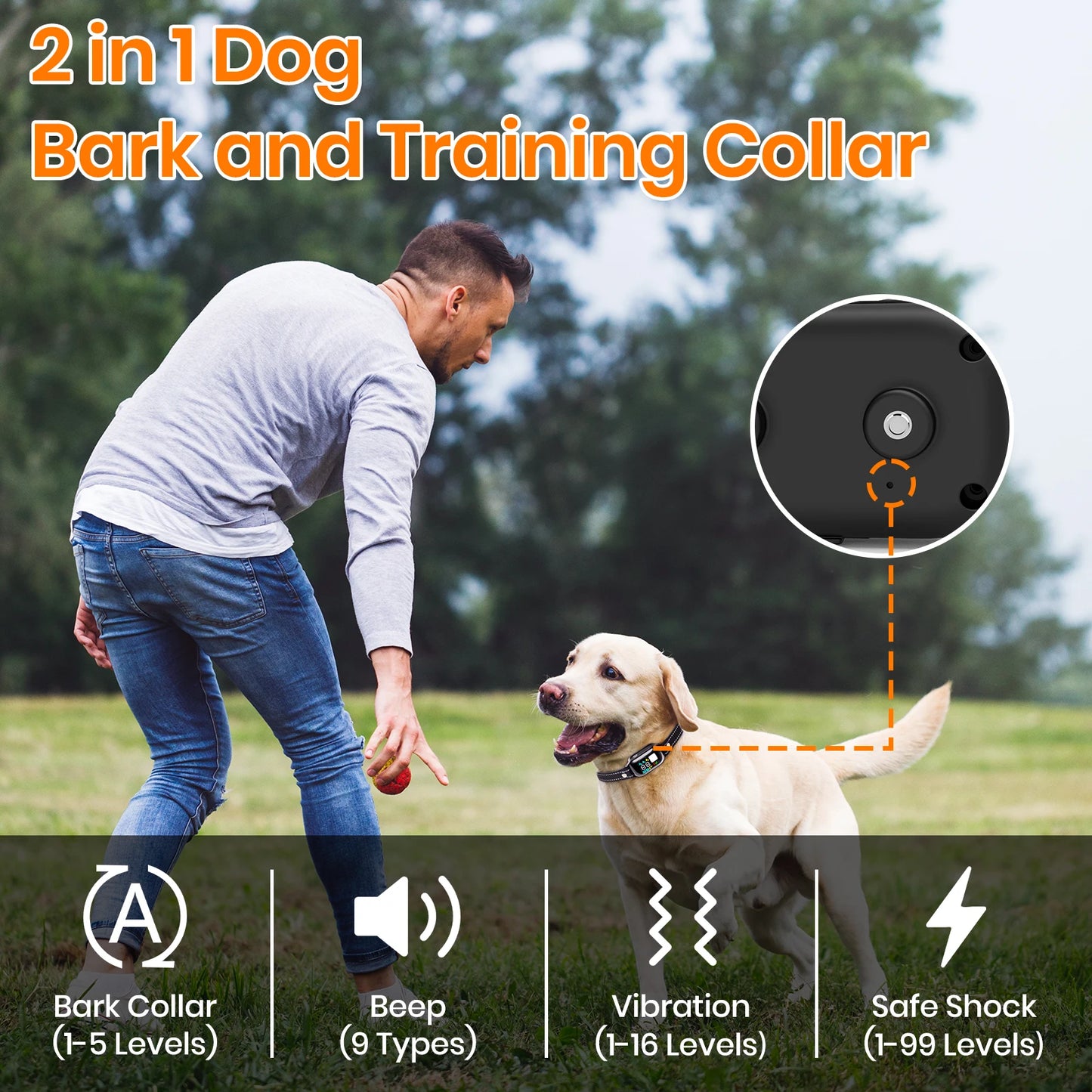 1000M Dog Training Collar with Remote furvana tm Control, Waterproof Electric Dog Collar,Automatic&training Shock Collar for 5-120lbs Dogs