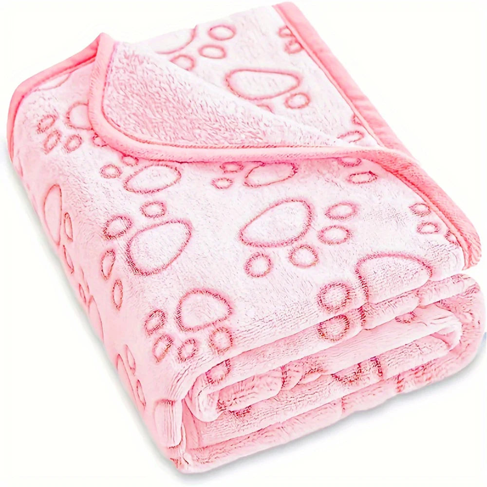 1pcs Ultra-Soft Paw Print Dog Blankets  furvana tm- Machine Washable, Cozy Pet Pillow Pads for Indoor & Outdoor Use - Ideal for Small to La