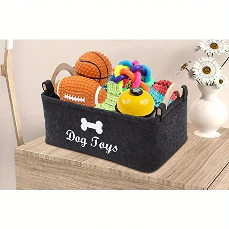 Felt pet toy box, dog toy box, storage furvana tm basket box - perfect for organizing pets