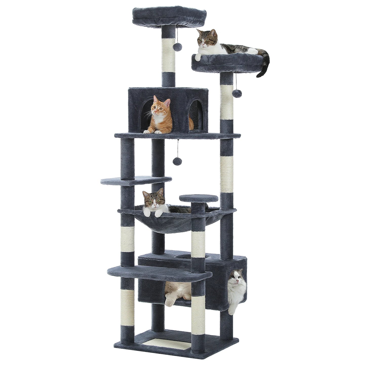 Large Cat Tree and Tower for Indoor Cats furvana tm With Sisal-Covered Scratching Posts Spacious Hammock Padded Perches and Condos Cat Toys