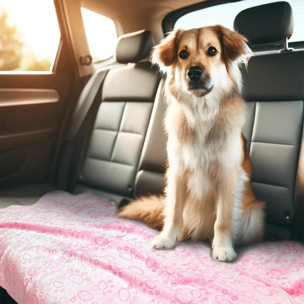 1pcs Ultra-Soft Paw Print Dog Blankets  furvana tm- Machine Washable, Cozy Pet Pillow Pads for Indoor & Outdoor Use - Ideal for Small to La