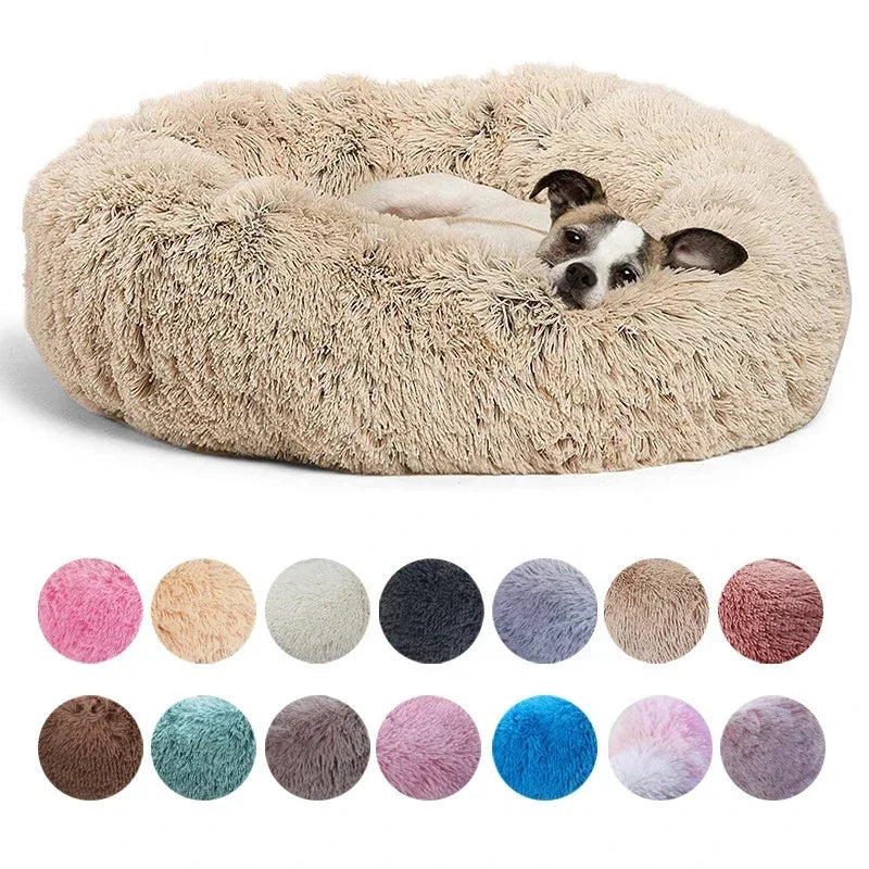 40-90cm Round Pet Bed for Large furvana tm Dog Bed Super Soft Cat Bed Long Plush Dog House for Medium Dog House Winter Warm Sleeping