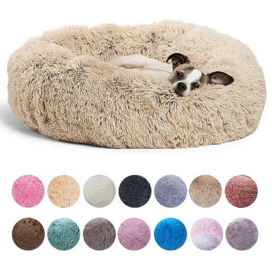 40-90cm Round Pet Bed for Large furvana tm Dog Bed Super Soft Cat Bed Long Plush Dog House for Medium Dog House Winter Warm Sleeping