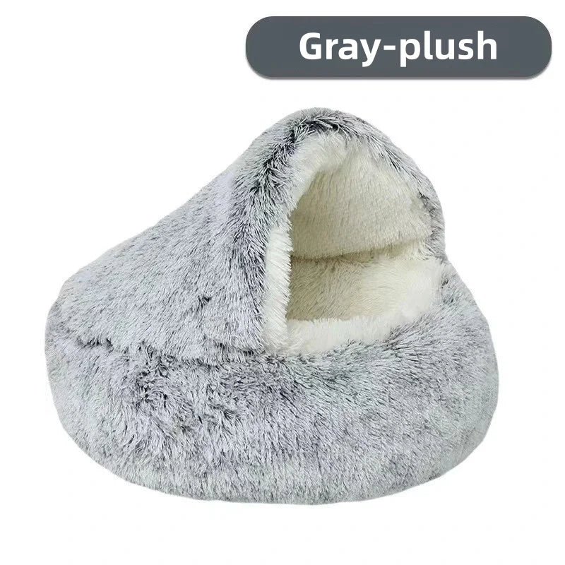 Autumn and Winter soft plush furvana tm pet bed and pet bed Winter warm and cold plush comforter nest Shell cat nest semi-enclosed cat nest