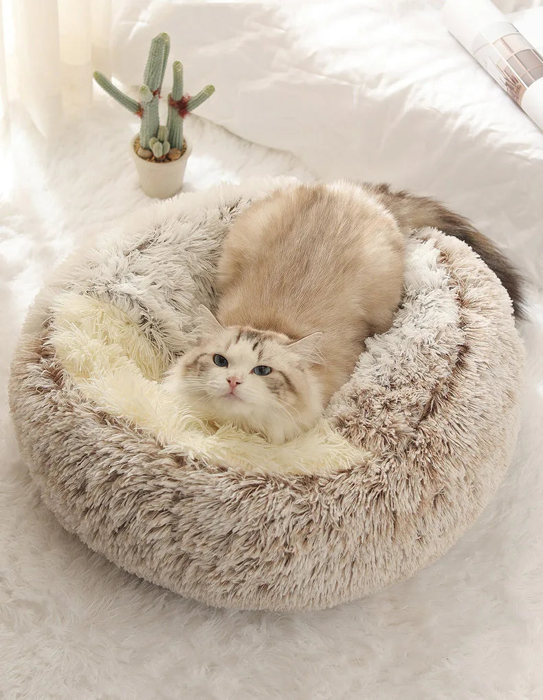 Autumn and Winter soft plush furvana tm pet bed and pet bed Winter warm and cold plush comforter nest Shell cat nest semi-enclosed cat nest