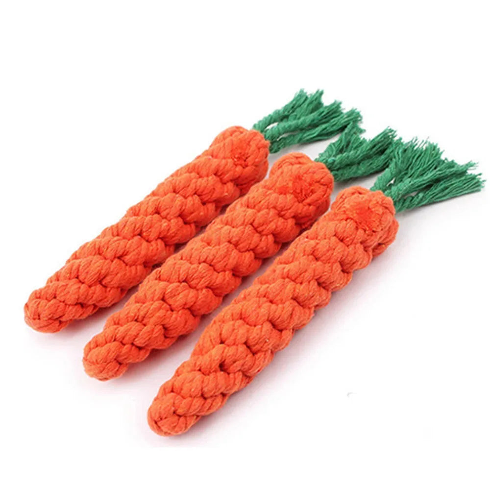1Pcs Carrot Dog Bite Rope Pet Dog Toys  furvana tm Safe Durable Braided Bite Dog Chew Toys Resistant Puppy Molar Cleaning Teeth Cotton Rope