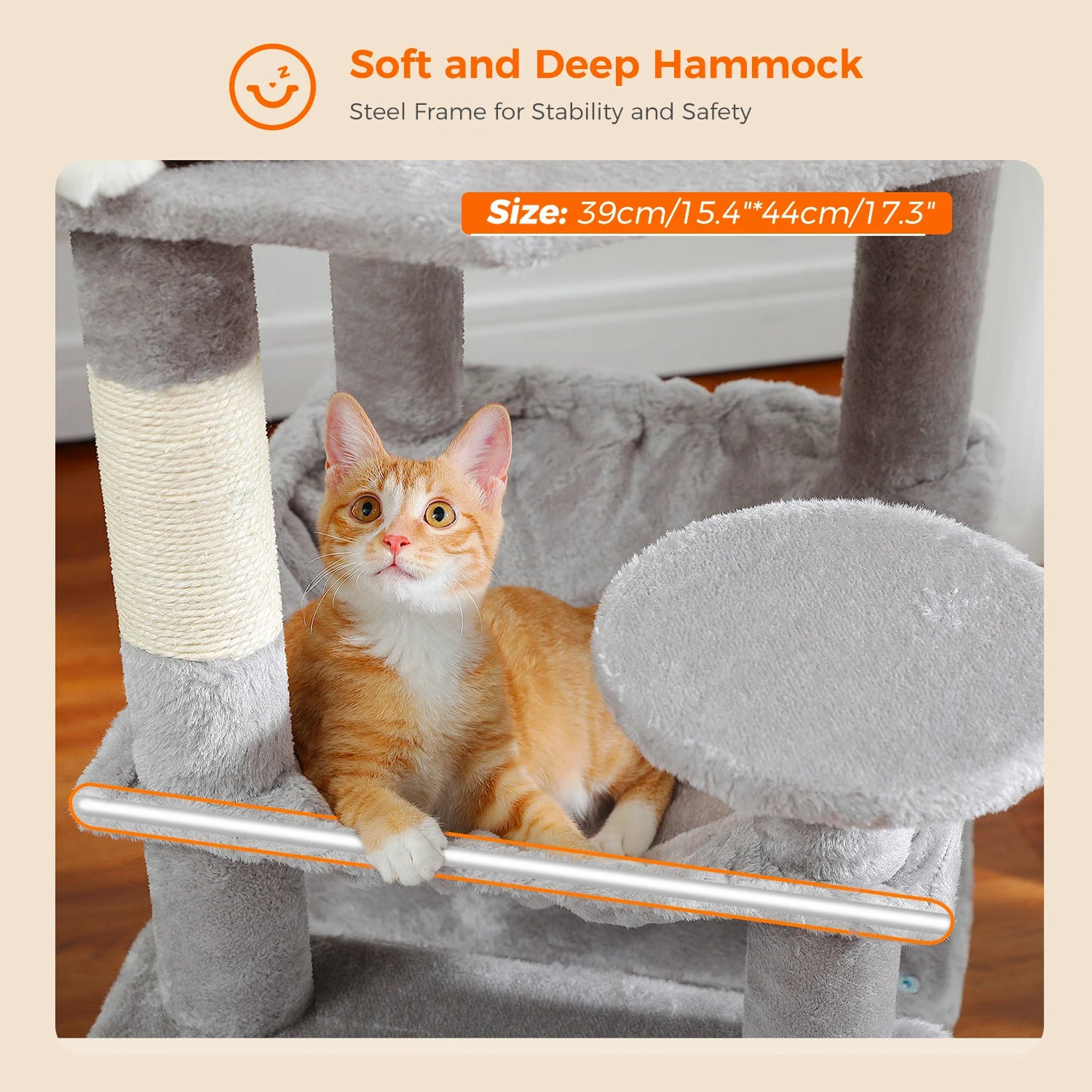 Large Cat Tree and Tower for Indoor Cats furvana tm With Sisal-Covered Scratching Posts Spacious Hammock Padded Perches and Condos Cat Toys
