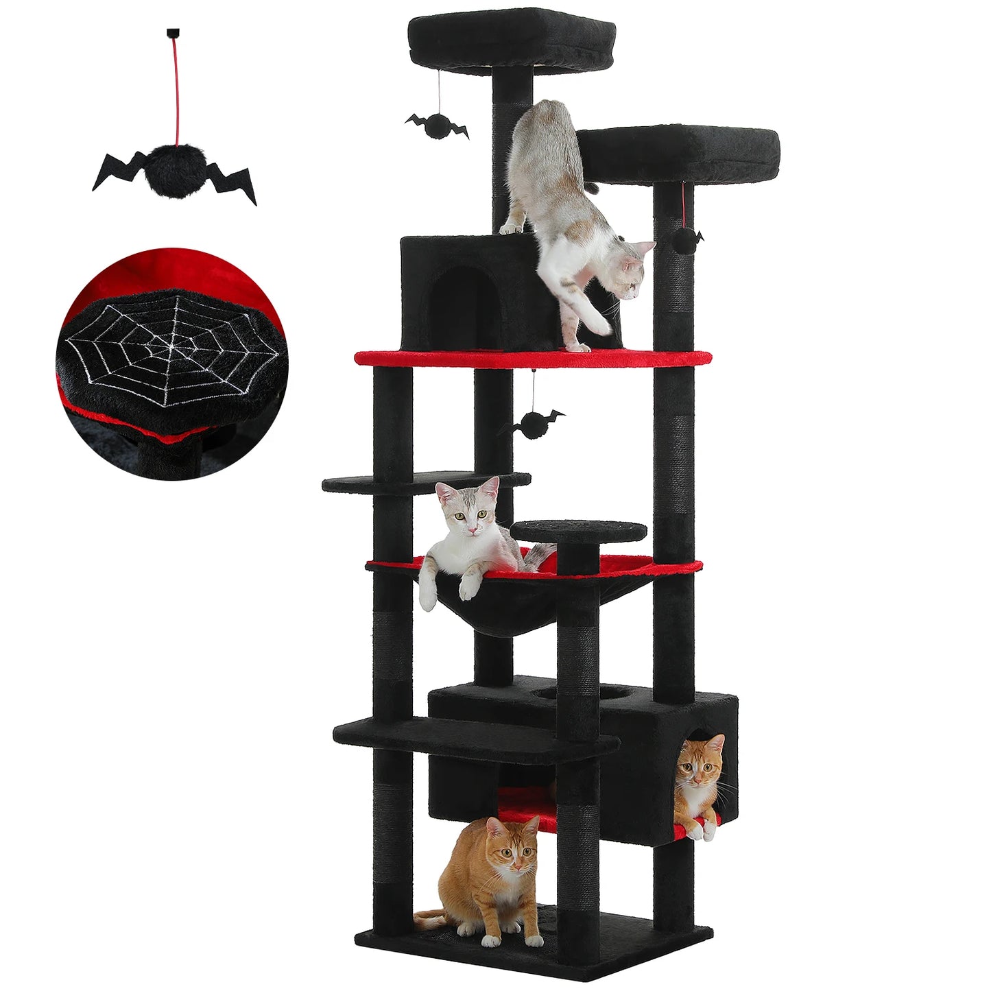 Large Cat Tree and Tower for Indoor Cats furvana tm With Sisal-Covered Scratching Posts Spacious Hammock Padded Perches and Condos Cat Toys