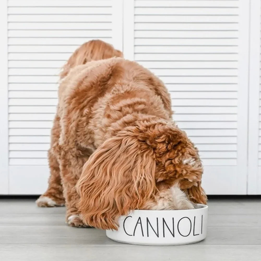 Customized Personalized Text Ceramic furvana tm Round Simple Pet Bowl Cat And Dog Food Bowl To Prevent Tipping Over Feeding Pet Supplies