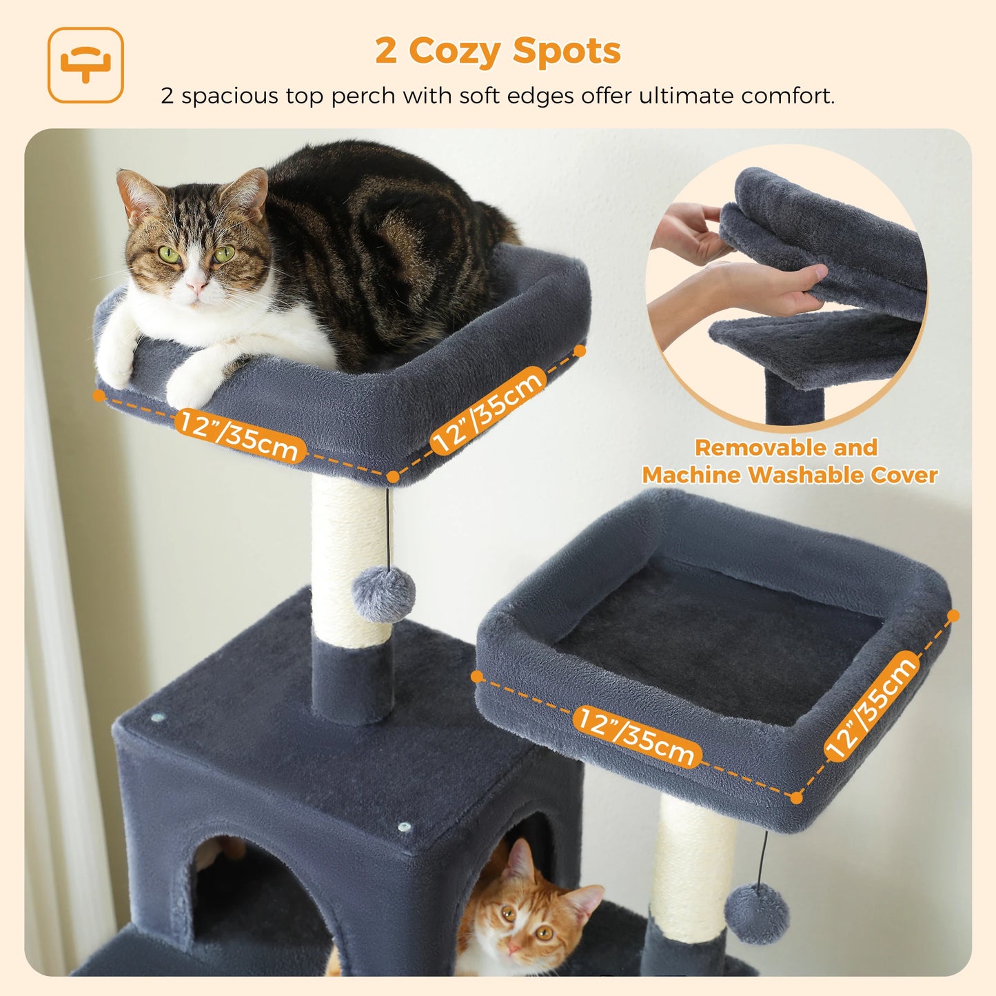Large Cat Tree and Tower for Indoor Cats furvana tm With Sisal-Covered Scratching Posts Spacious Hammock Padded Perches and Condos Cat Toys