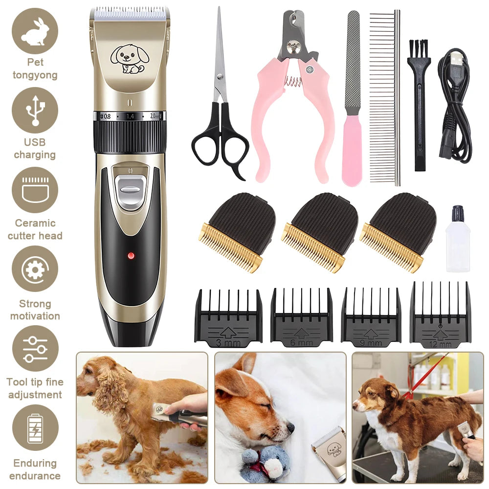 Pet Clipper Grooming Kit Rechargeabl furvana tme Pet Hair Trimmer Shaver Haircut Set For Cat Dog Hair Cutting Remover Machine Professional