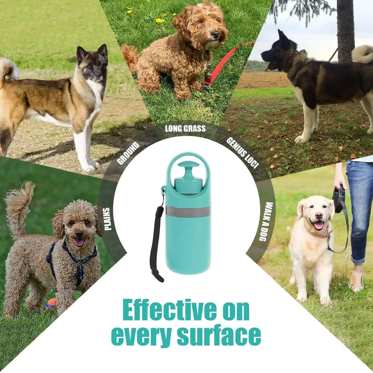 Portable Dog Pooper Scooper furvana tm Outdoor Pet Waste Pick-up Cleaner Built-in Garbage Bag Handheld Pet Poop Grabber No Touch Design
