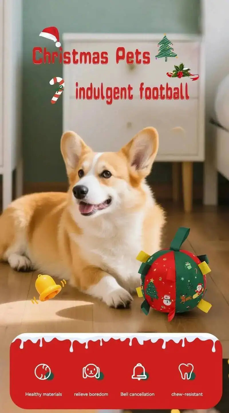 Christmas Themed Plush Dog Toy Ball Interactive  furvana tm Gnawing Pet Toy for Teeth Grinding Self-hi Stuffy Interactive Plushie for Puppie