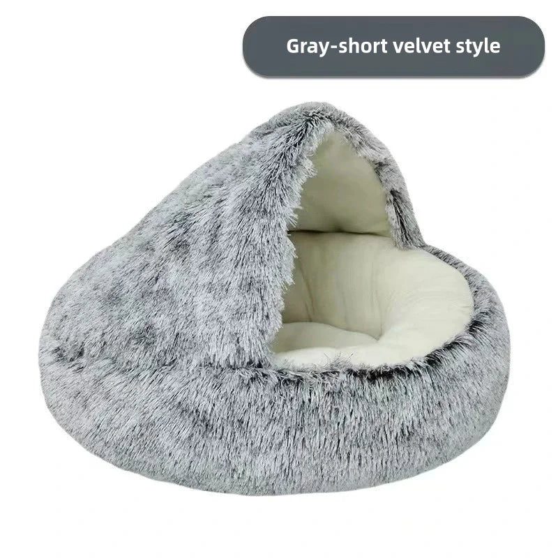 Autumn and Winter soft plush furvana tm pet bed and pet bed Winter warm and cold plush comforter nest Shell cat nest semi-enclosed cat nest
