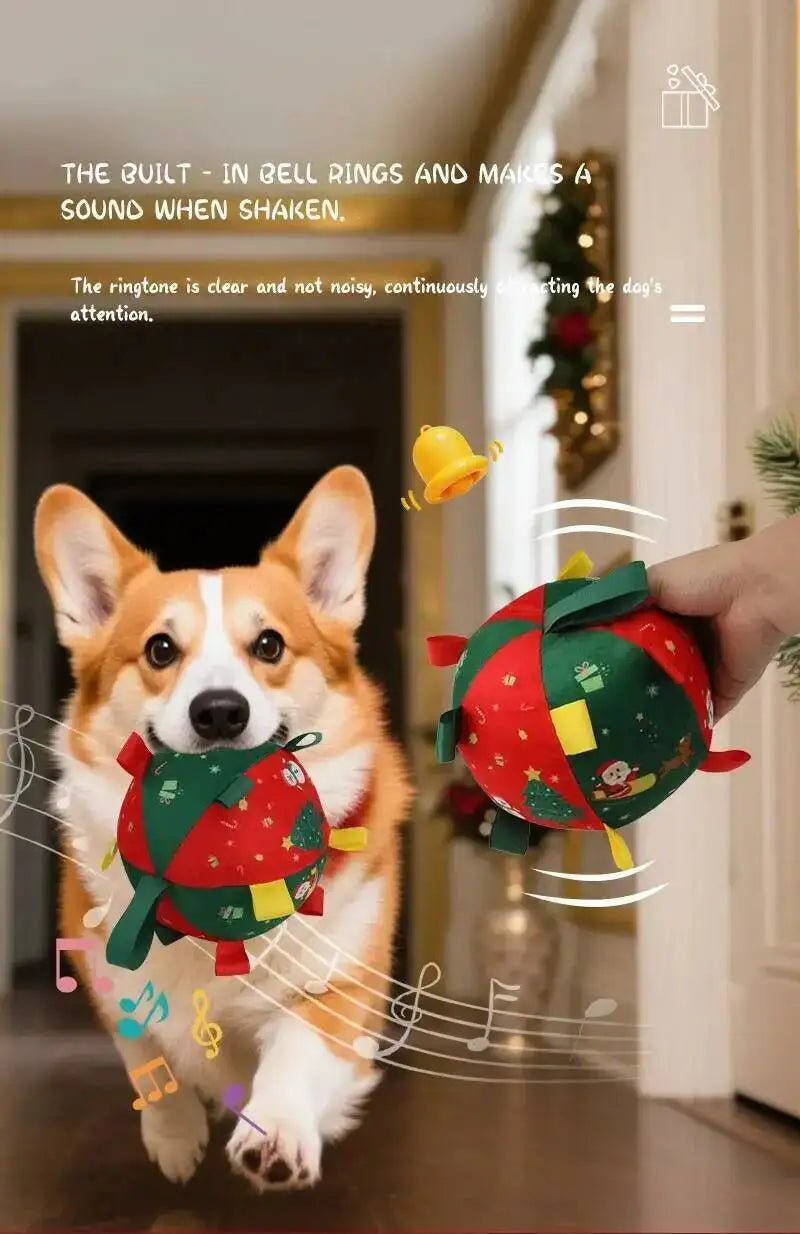 Christmas Themed Plush Dog Toy Ball Interactive  furvana tm Gnawing Pet Toy for Teeth Grinding Self-hi Stuffy Interactive Plushie for Puppie