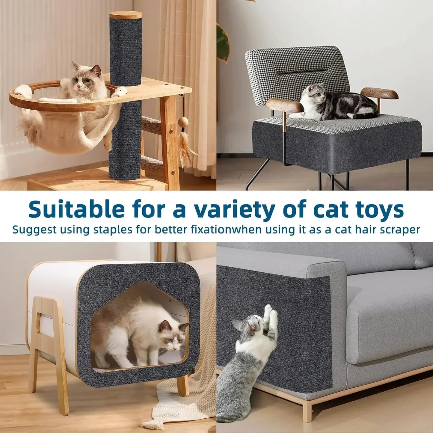 Self-Adhesive Cat Scratching Mat  furvana tmTrimmable Cat Carpet Cat Scratching Carpet Corner Wall Cat DIY Scratch Furniture Protector