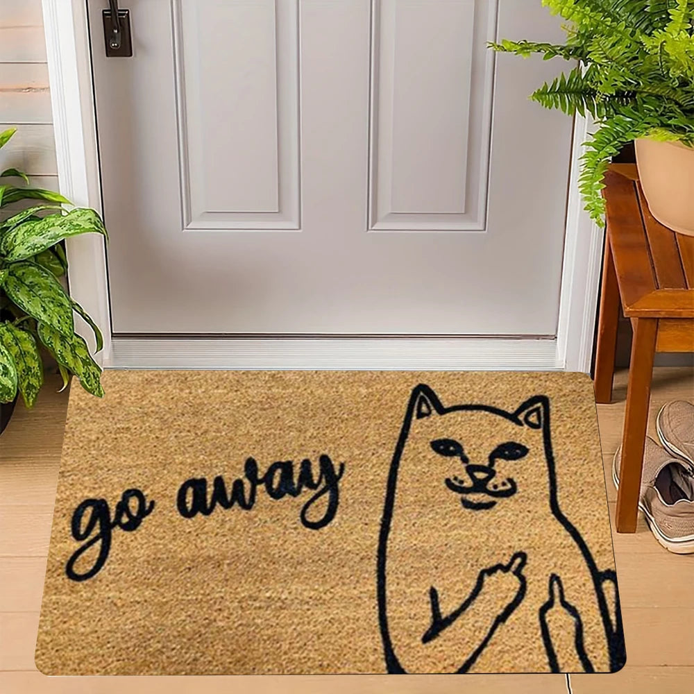 Humorous Cat Doormats Go Away  furvana tmWelcome Design Foot Mat Sassy Pet Lover Mats for Unique Home Entryway Decor Doormat