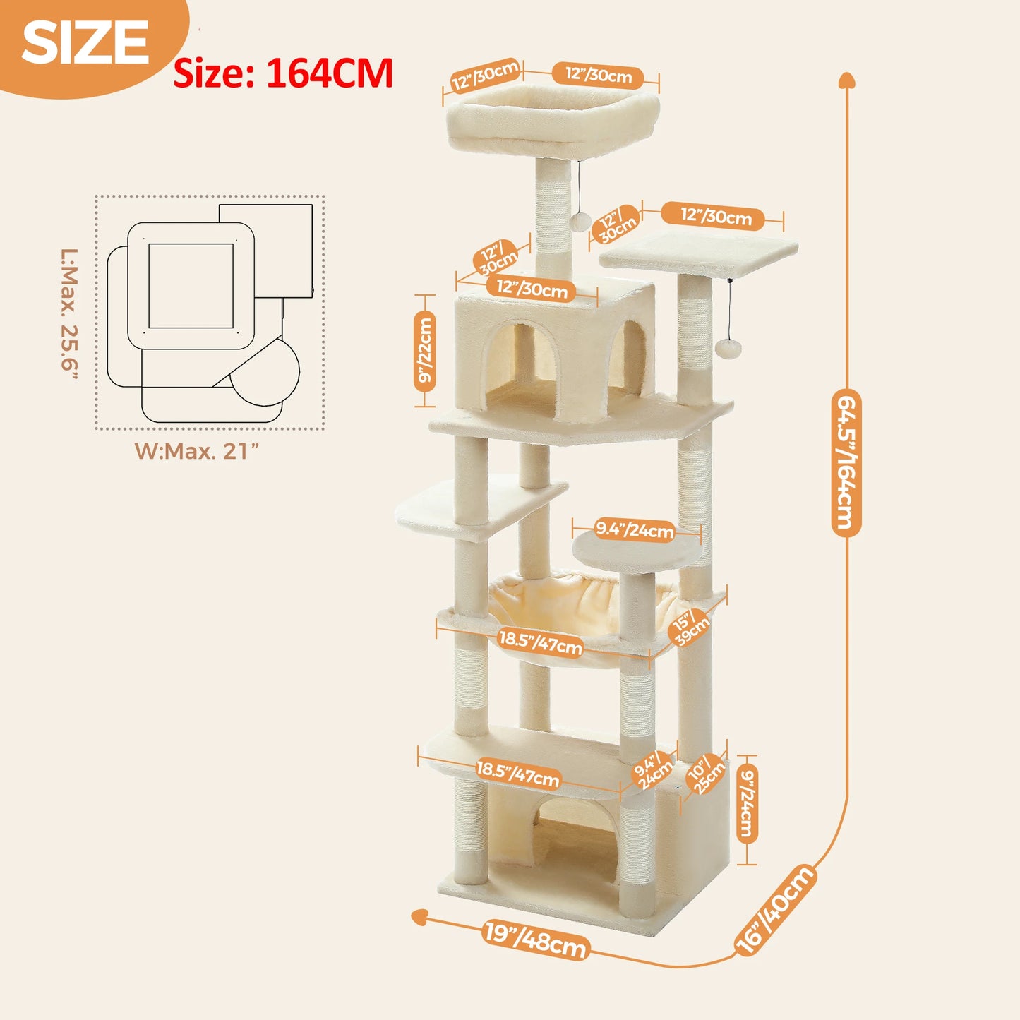 Large Cat Tree and Tower for Indoor Cats furvana tm With Sisal-Covered Scratching Posts Spacious Hammock Padded Perches and Condos Cat Toys