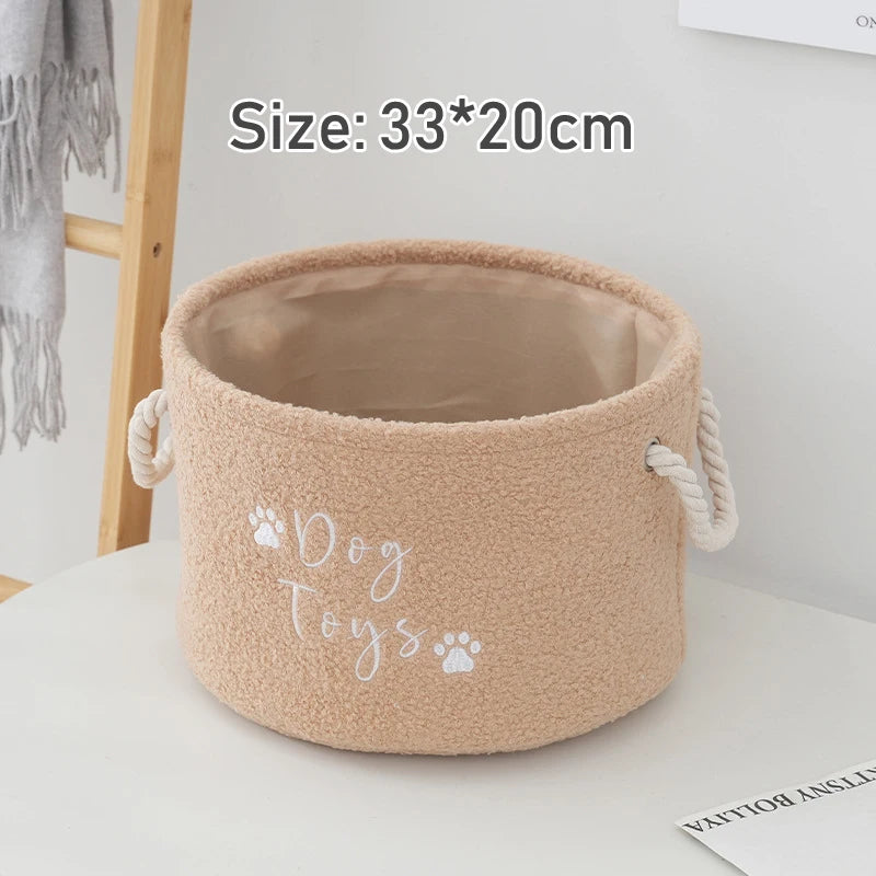 Plush Dog Toy Basket Foldable Storage Dog Toy  furvana tmwith Comfortable Handle Suitable for Storing Pet Toy Accessories