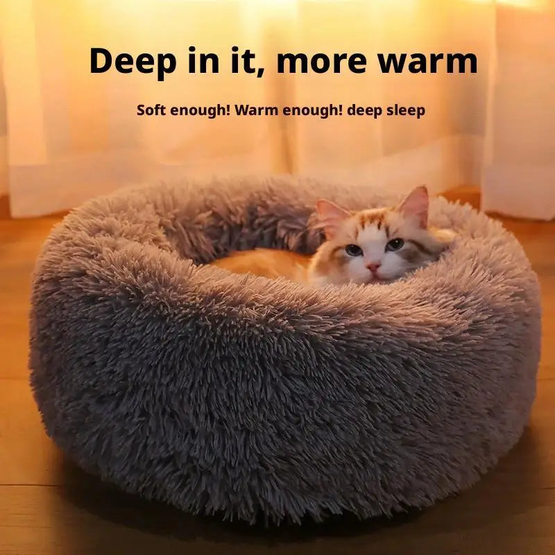 Winter Round Plush Dog Beds Washable Plush  furvana tm Fluffy Pet Cushion Dog Cat Bed Mat Portable Pet Kennel Puppy Pad
