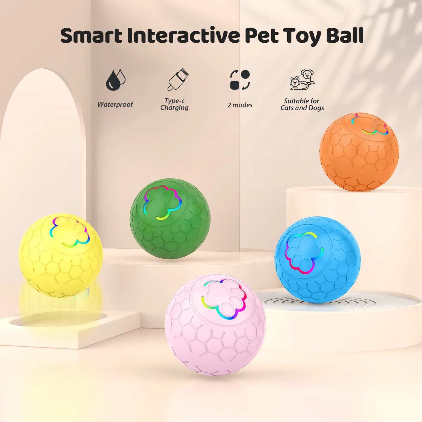 Smart Dog Toy Ball Electronic  furvana tmInteractive Pet Toy Ball USB Automatic Bouncing Rolling Toy Ball With RGB Lights Puppy Cat Product