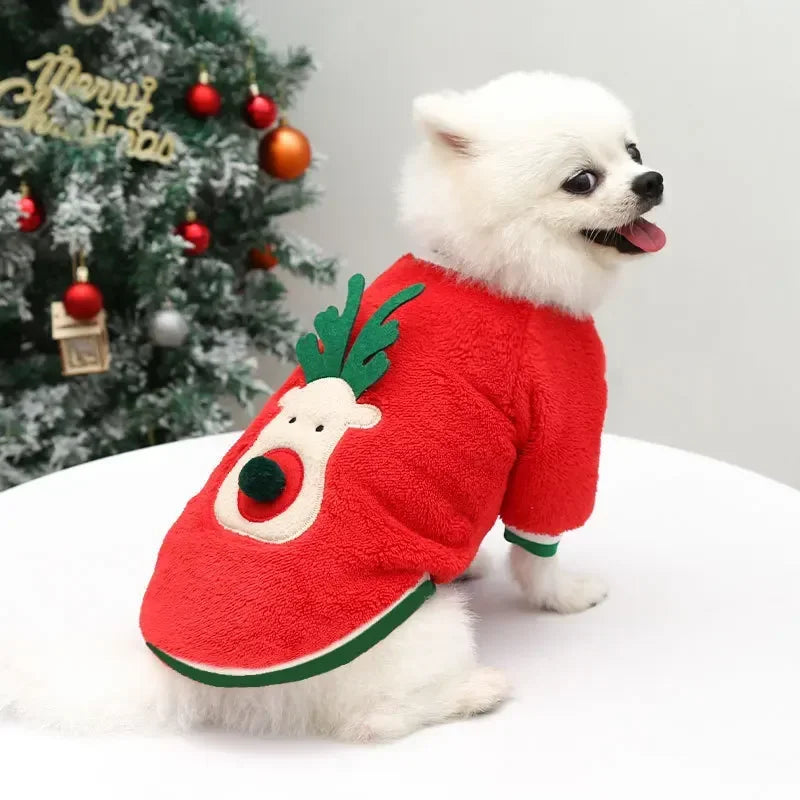 Dog Christmas Clothes Winter Warm Pet Clothes furvana tm for Small Medium Dogs Elk Santa Claus Dog Cats Coat Hoodies Christmas Dogs Costume