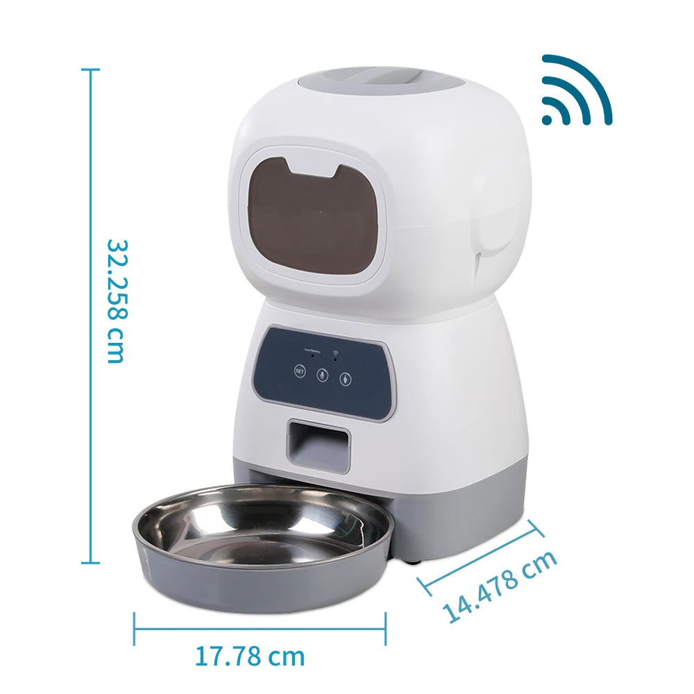 3.5L Automatic Pet Feeder For furvana tm Cats WiFi Smart Swirl Slow Dog Feeder With Voice Recorder Large Capacity Timing Cat Food Dispenser
