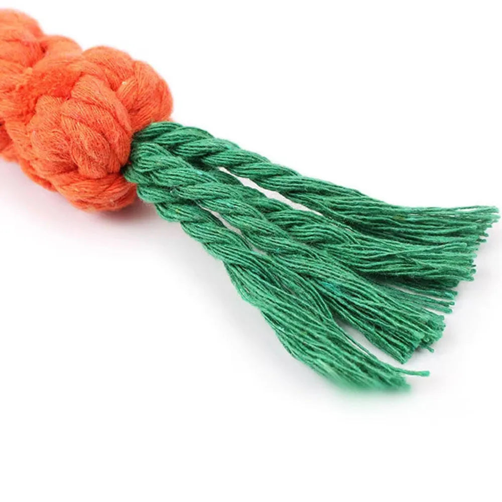 1Pcs Carrot Dog Bite Rope Pet Dog Toys  furvana tm Safe Durable Braided Bite Dog Chew Toys Resistant Puppy Molar Cleaning Teeth Cotton Rope