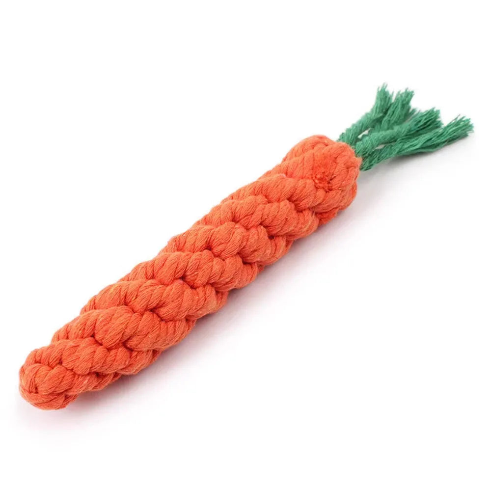 1Pcs Carrot Dog Bite Rope Pet Dog Toys  furvana tm Safe Durable Braided Bite Dog Chew Toys Resistant Puppy Molar Cleaning Teeth Cotton Rope