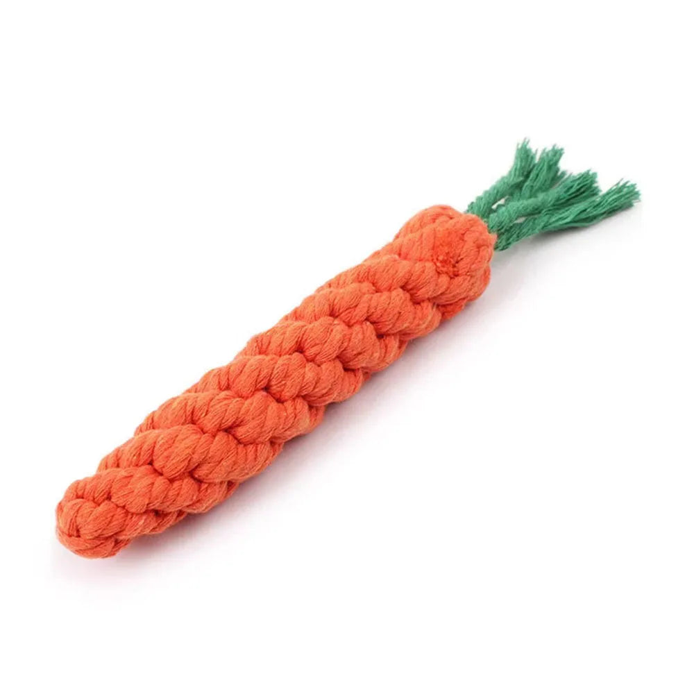 1Pcs Carrot Dog Bite Rope Pet Dog Toys  furvana tm Safe Durable Braided Bite Dog Chew Toys Resistant Puppy Molar Cleaning Teeth Cotton Rope