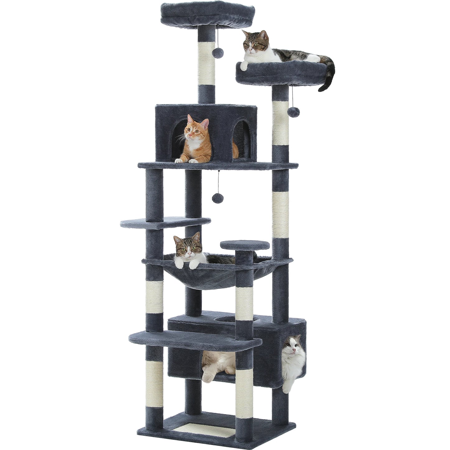 Large Cat Tree and Tower for Indoor Cats furvana tm With Sisal-Covered Scratching Posts Spacious Hammock Padded Perches and Condos Cat Toys