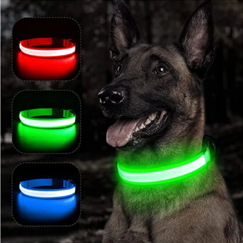 USB Rechargeable Luminous Collar Adjustable furvana tm Led Glowing Dog Collar for Large Small Dogs Cat Night Light Collar Pet Safety Harnes