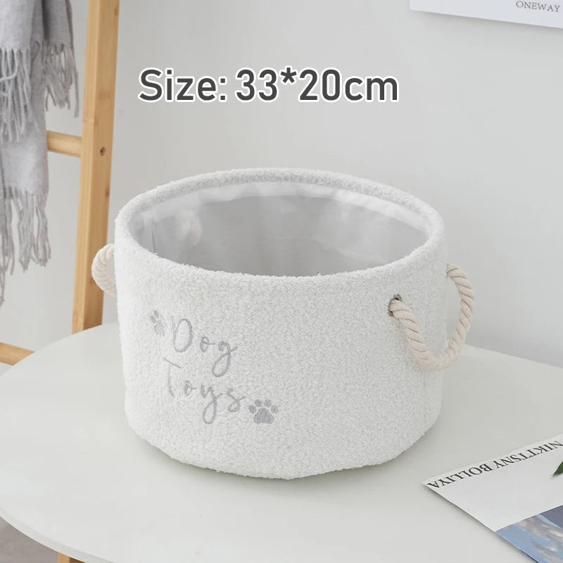 Plush Dog Toy Basket Foldable Storage Dog Toy  furvana tmwith Comfortable Handle Suitable for Storing Pet Toy Accessories