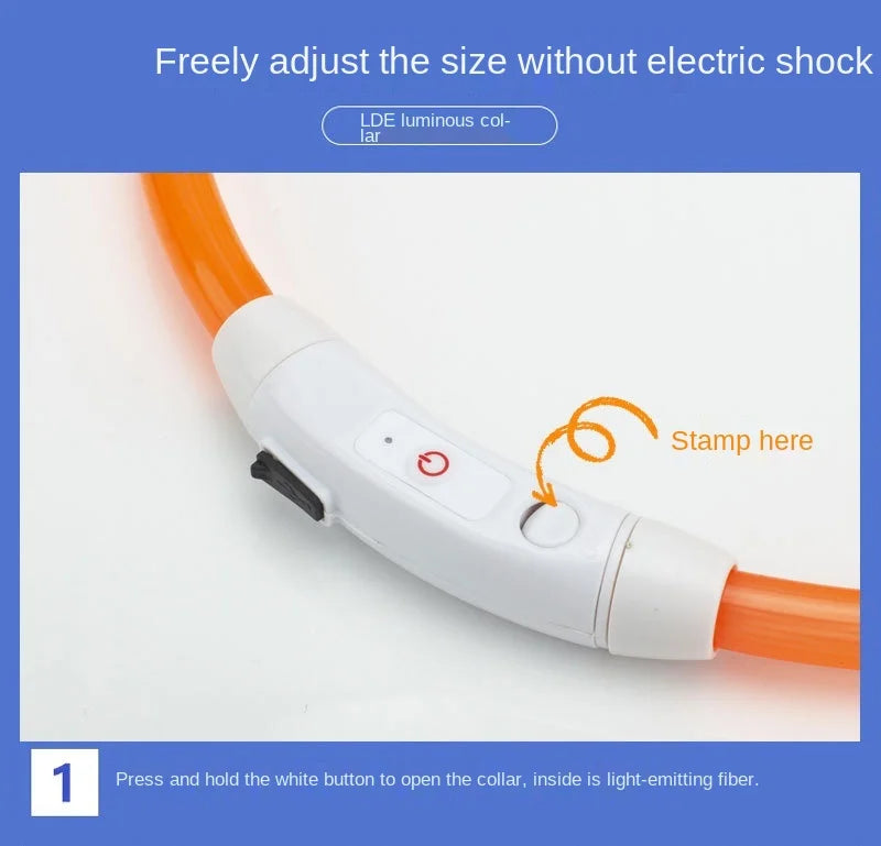 USB Rechargeable Luminous Collar Adjustable furvana tm Led Glowing Dog Collar for Large Small Dogs Cat Night Light Collar Pet Safety Harnes