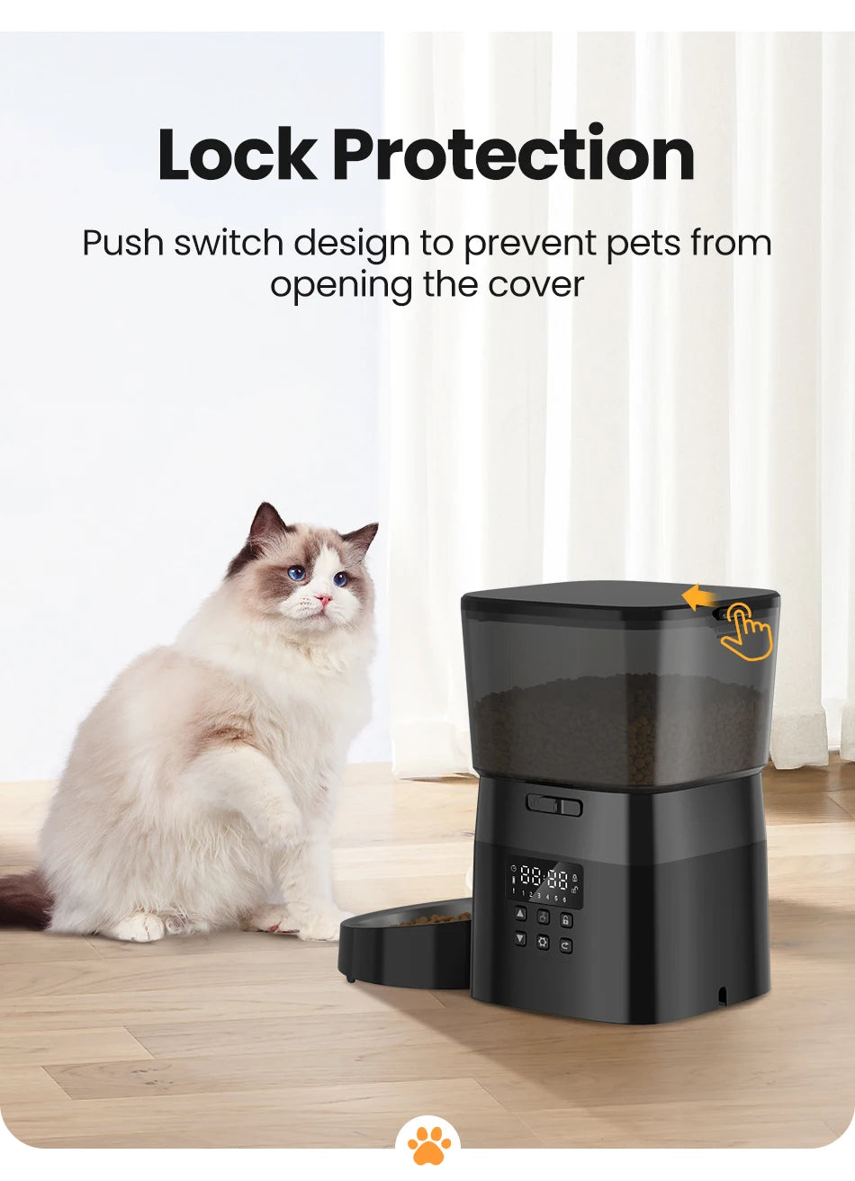 ROJECO Automatic Pet Feeder Button furvana tm Version Auto Cat Food Dispenser Accessories Smart Control Pet Feeder For Cats Dog Dry Food