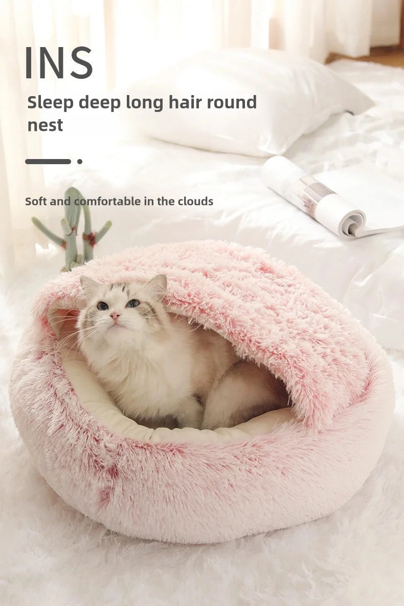 Autumn and Winter soft plush furvana tm pet bed and pet bed Winter warm and cold plush comforter nest Shell cat nest semi-enclosed cat nest