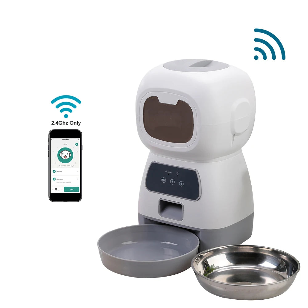 3.5L Automatic Pet Feeder For Cats WiFi furvana tm Smart Swirl Slow Dog Feeder With Voice Recorder Large Capacity Timing Cat Food Dispenser