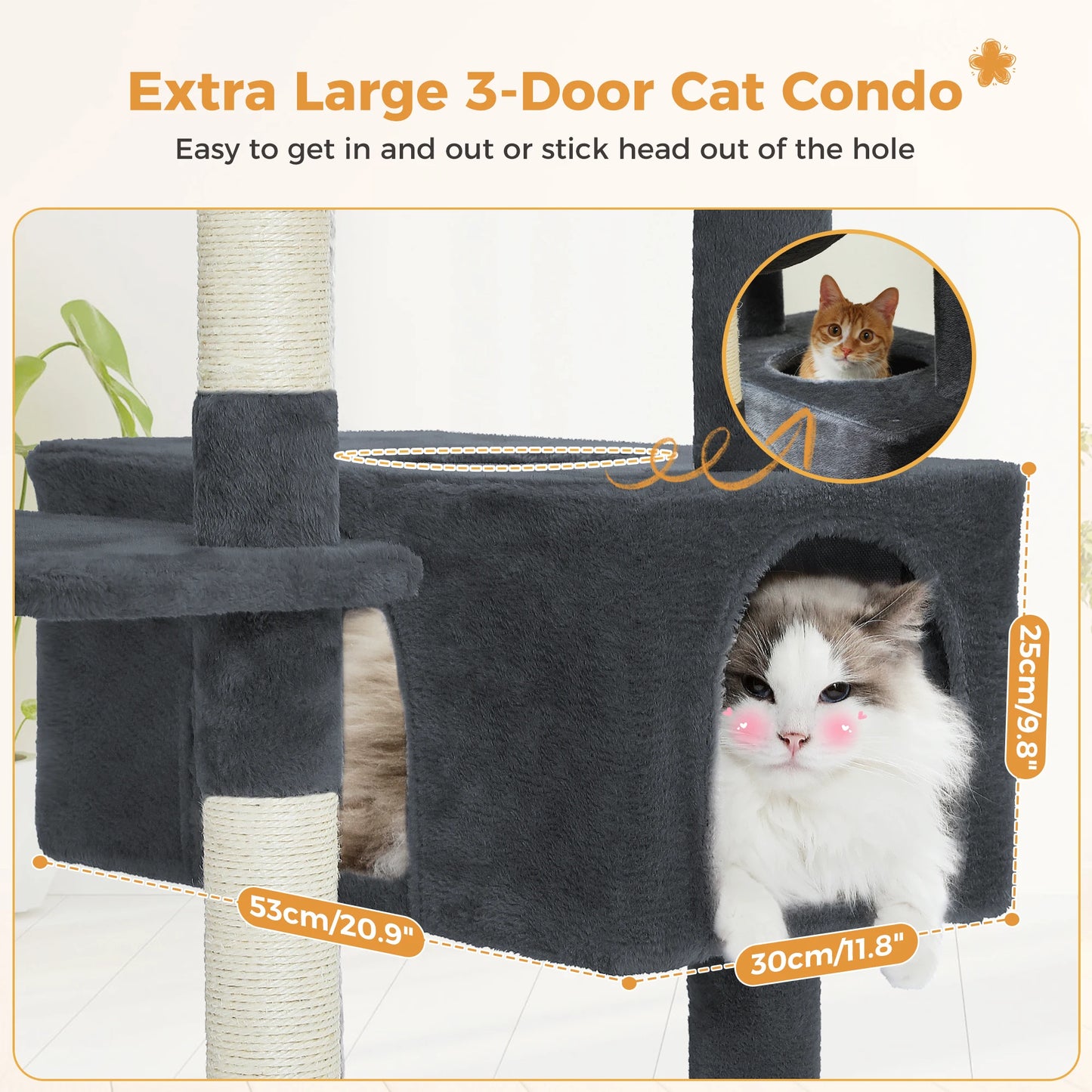 Large Cat Tree and Tower for Indoor Cats furvana tm With Sisal-Covered Scratching Posts Spacious Hammock Padded Perches and Condos Cat Toys