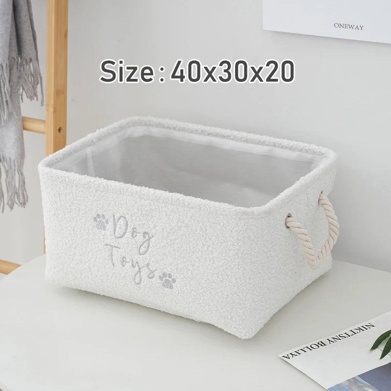 Plush Dog Toy Basket Foldable Storage Dog Toy  furvana tmwith Comfortable Handle Suitable for Storing Pet Toy Accessories