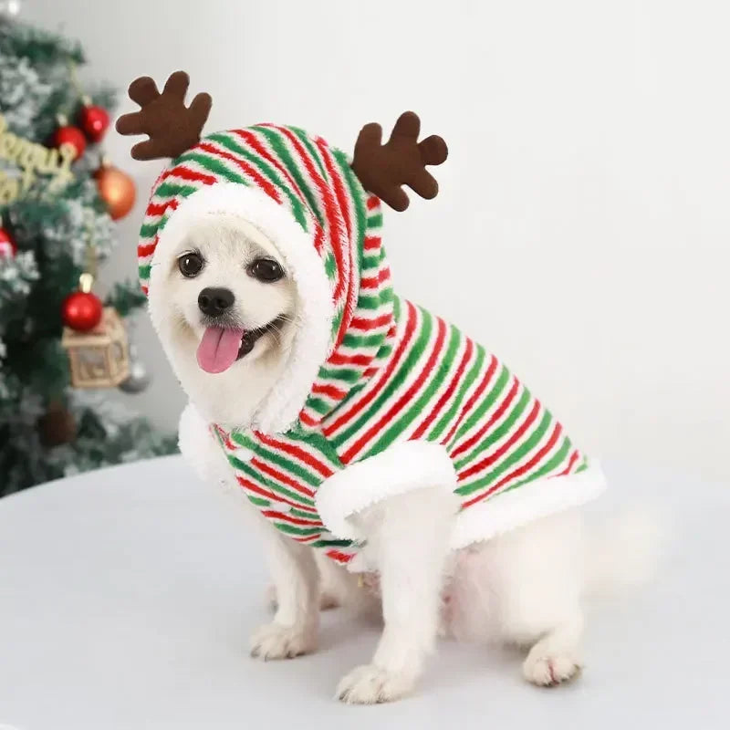 Dog Christmas Clothes Winter Warm Pet Clothes furvana tm for Small Medium Dogs Elk Santa Claus Dog Cats Coat Hoodies Christmas Dogs Costume