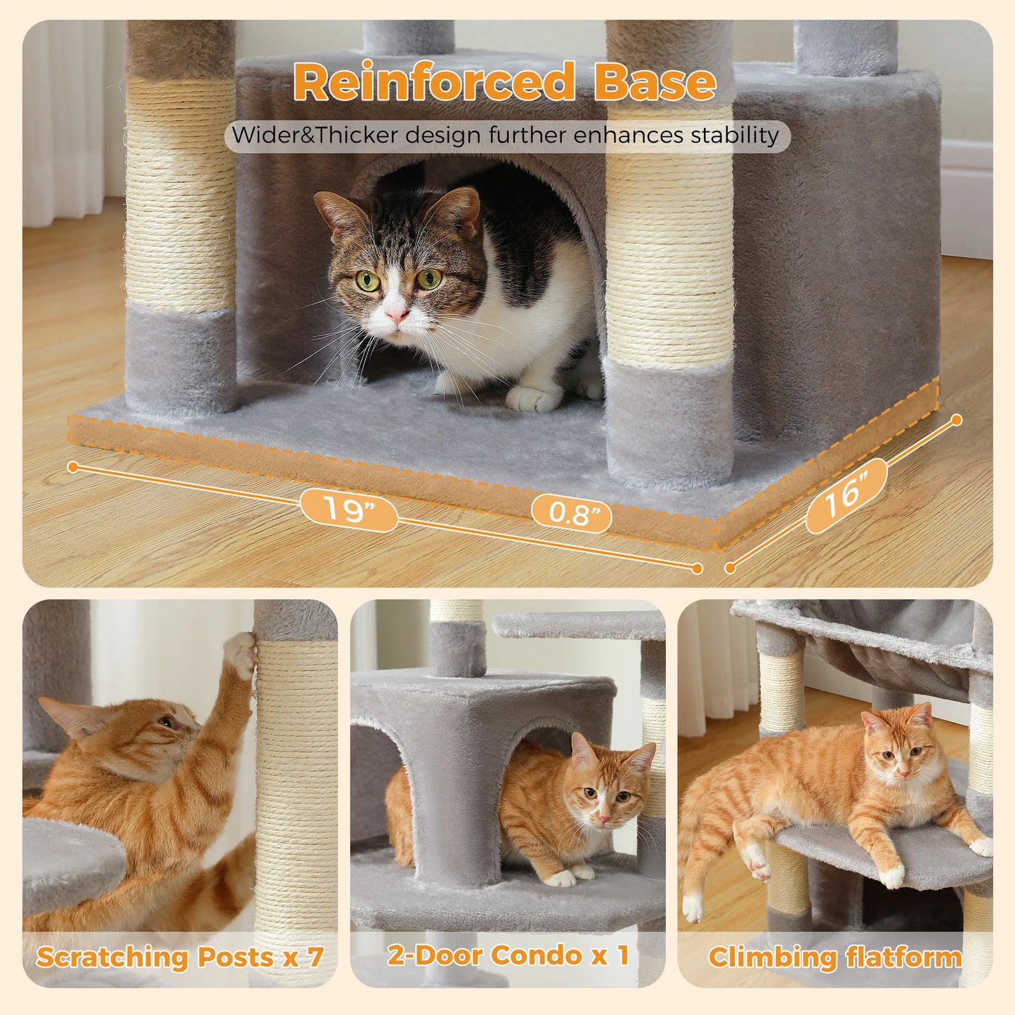 Large Cat Tree and Tower for Indoor Cats furvana tm With Sisal-Covered Scratching Posts Spacious Hammock Padded Perches and Condos Cat Toys