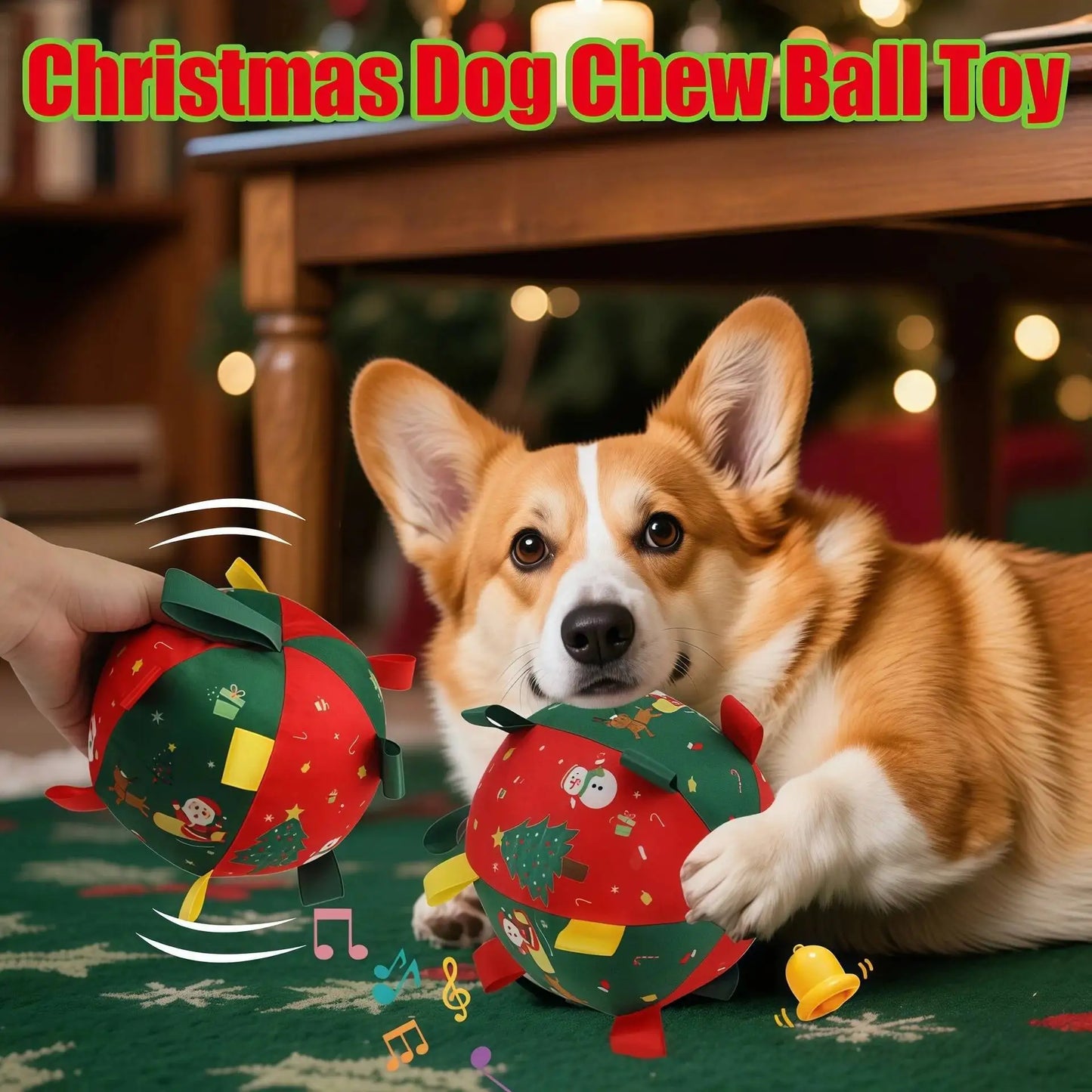 Christmas Themed Plush Dog Toy Ball Interactive  furvana tm Gnawing Pet Toy for Teeth Grinding Self-hi Stuffy Interactive Plushie for Puppie