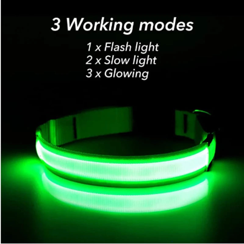 USB Rechargeable Luminous Collar Adjustable furvana tm Led Glowing Dog Collar for Large Small Dogs Cat Night Light Collar Pet Safety Harnes